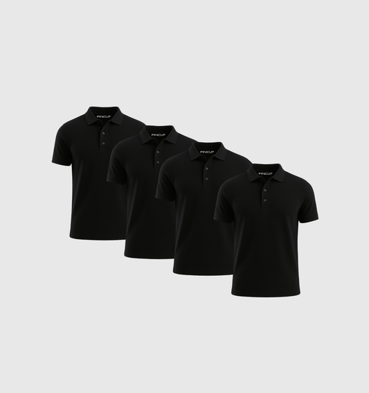 4er-Pack Poloshirts – Schwarz