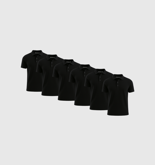 6er-Pack Poloshirts – Schwarz