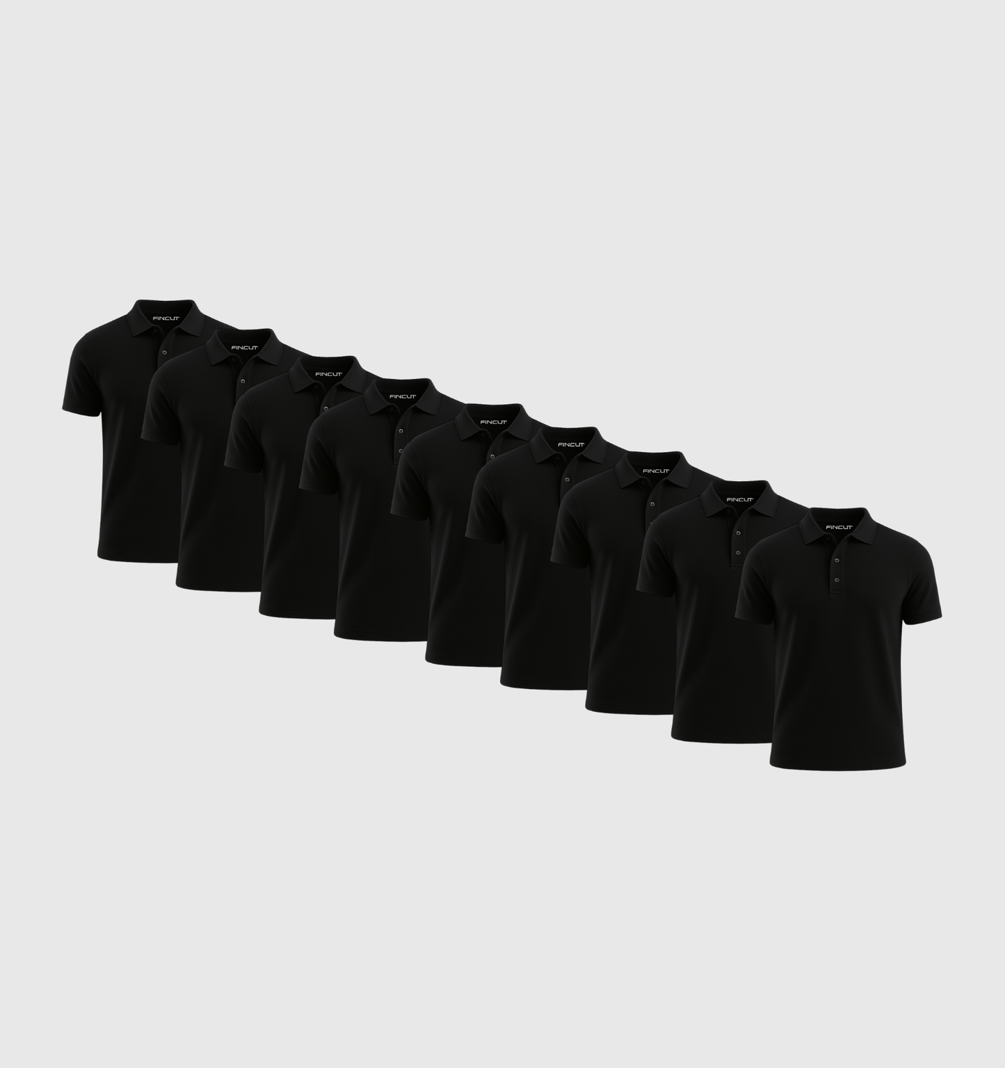 9er-Pack Poloshirts – Schwarz