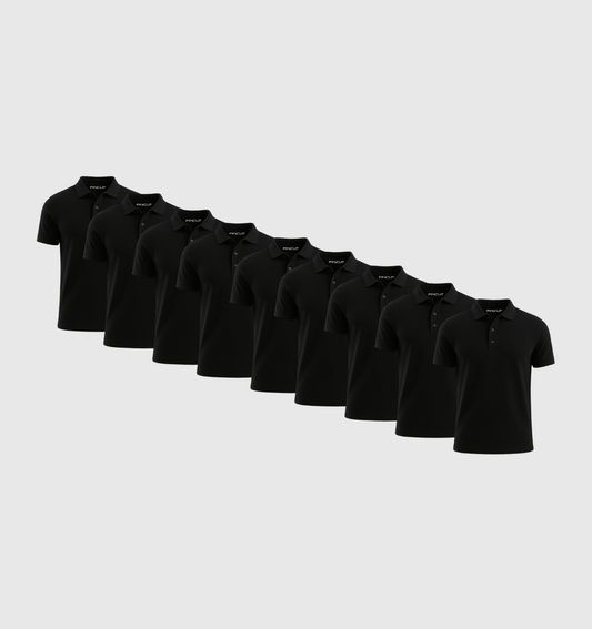 9er-Pack Poloshirts – Schwarz