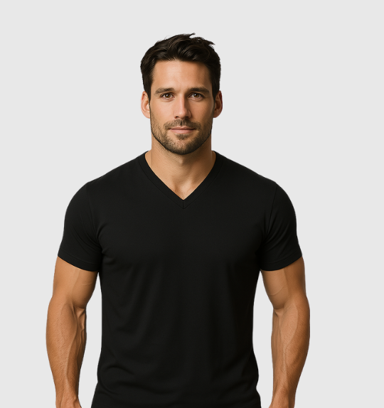 Das V-Ausschnitt-T-Shirt – Schwarz