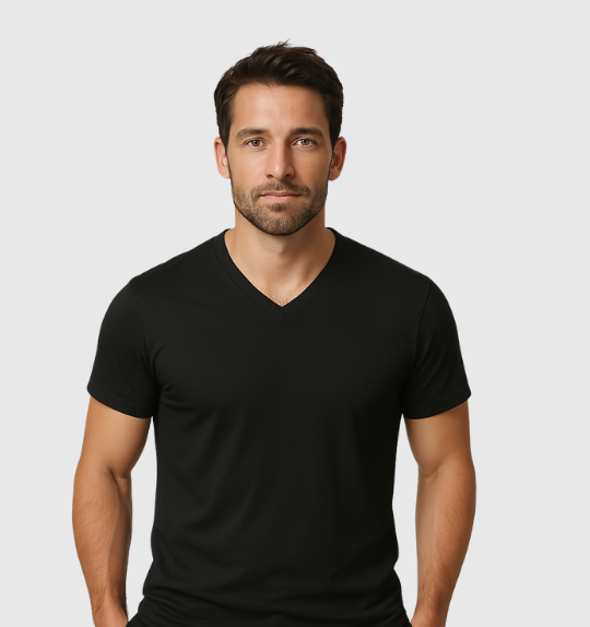 9er-Pack V-Ausschnitt-Shirts – Schwarz