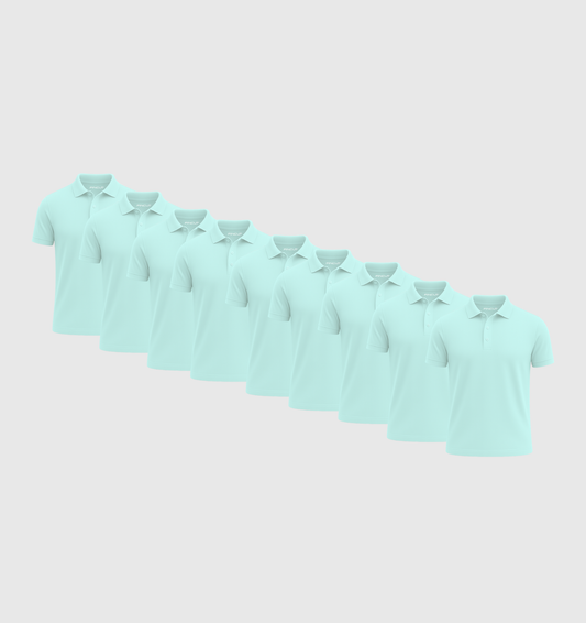 9er-Pack Poloshirts - Türkis
