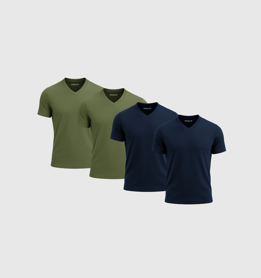 4er-Pack V-Ausschnitt-Shirts - Herbst