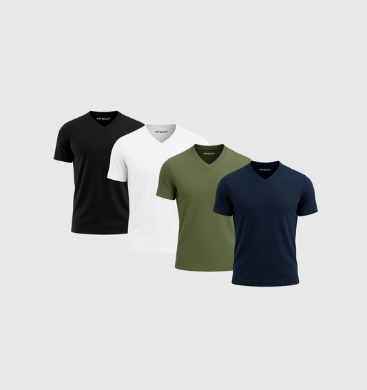 4er-Pack V-Ausschnitt-Shirts - Essential