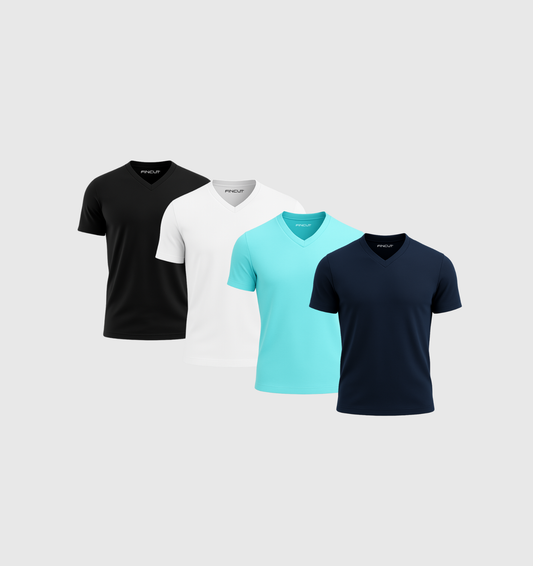 4er-Pack V-Ausschnitt-Shirts - Sommer