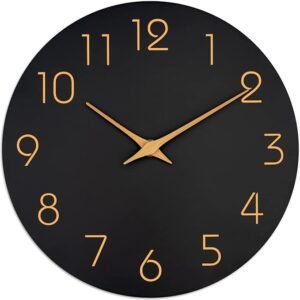 Mosewa Wall Clock 8 Inch Black Battery Operated Silent