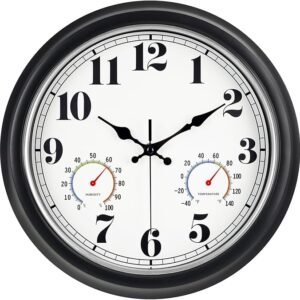 45MinST 13-Inch Vintage Outdoor Wall Clock with Thermometer